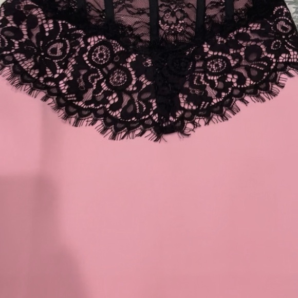 Fashion Nova Pink and Black Lace Maxi Gown - Picture 6 of 6